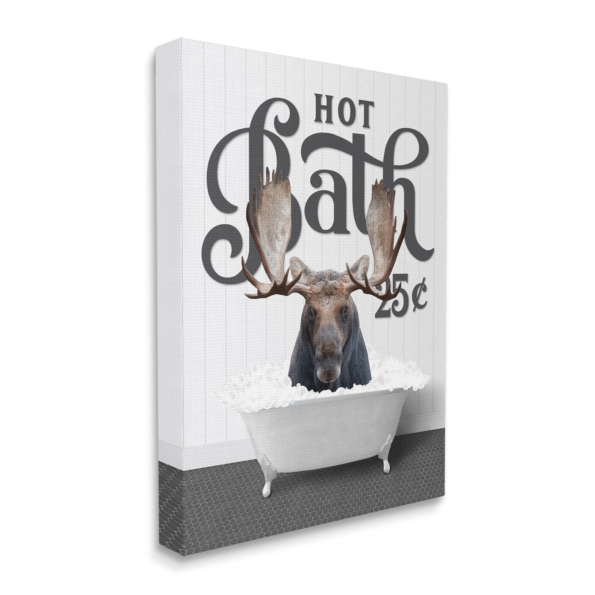 Stupell Industries Vintage Hot Bath Moose Animals & Insects Painting Gallery Wrapped Canvas Print Wall Art, 16 x 20