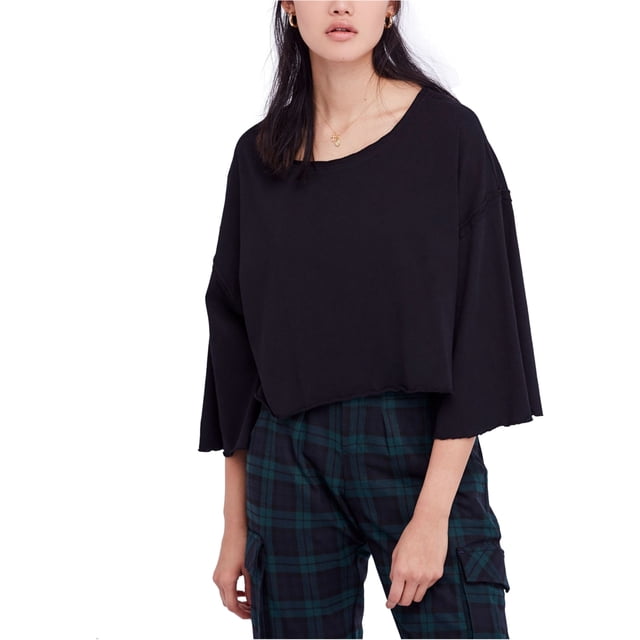 Free People - Camiseta básica para mujer, color negro, pequeña Free People Camiseta básica