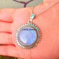 thumbnail image 2 of Real 925 Sterling Silver Pendant For Women Men, Genuine Rainbow Moonstone Round Gemstone Unique Handcrafted june Birthstone Jewelry, 2 of 5