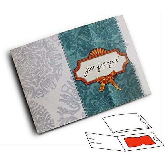 Gift Card Holder - Teal Damask (100 Pack)
