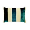thumbnail image 2 of The HomeCentric Decorative Blue Pack of 2, 12"x18" (30x45 cm) Lumbar Pillow Cover, Velvet & Linen Patchwork Oblong Pillow, Striped Pattern Modern Style - Swathe Teal, 2 of 10
