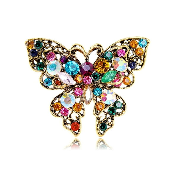 Vintage Butterfly Lapel Brooch Pin Colorful Rhinestone Pins Clip Shawl Dress Corsage Decoration Brooches Pins for Women