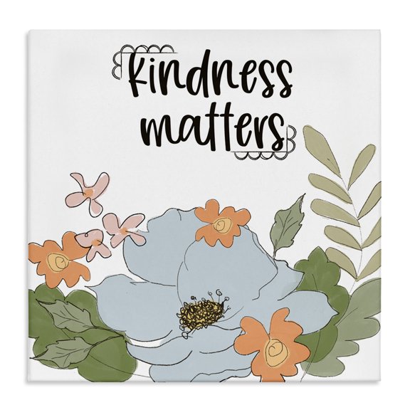 Stupell Industries Farmhouse Kindness Matters Sentiment Floral Bouquet Green Leaves Canvas Art, 17 x 17, by Terri Conrad