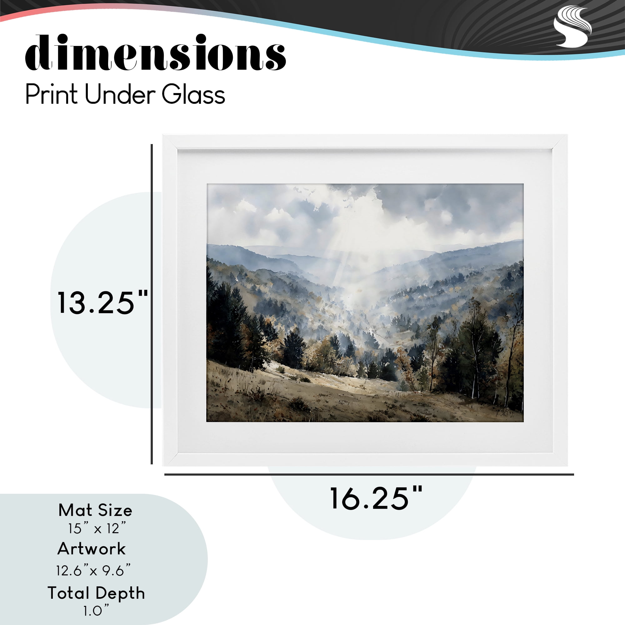 Stupell Industries Sunlit Fall Valley Beams White Framed Print Under Glass, design by Franklyn Gregory