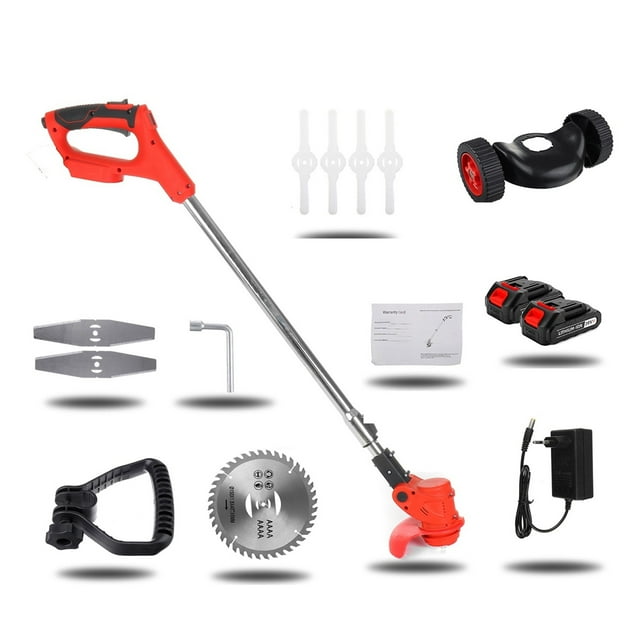 Tondeuse à Gazon Électrique Sans Fil 2000 W, Tondeuse à Gazon Portable, Brosse et Coupe-Bordures Réglables, Outil d'Élagage, Machine de Jardinage, Facile à Utiliser