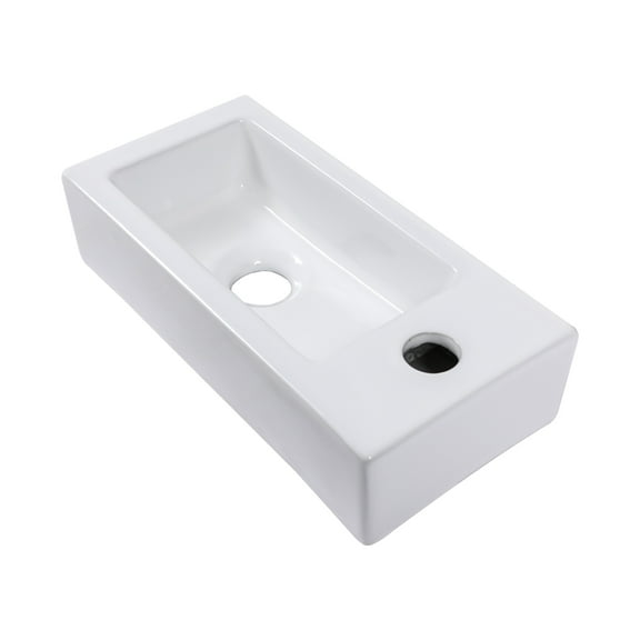 14.57"×7.28"×3.54" White Ceramic Rectangle Wall-Mount Bathroom Sink with Single Faucet Hole