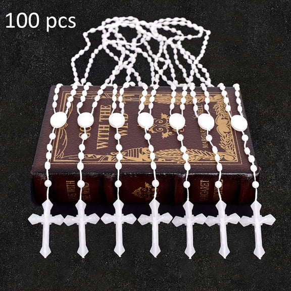100Pcs Rosary Necklace Rosaries In Bulk, Glow White Catholic Rosary Rosary Beads Resin 16.53in, Night Luminous Prayer Rosary Bulk for Church, First Communion, Baptism, Altar Gifts