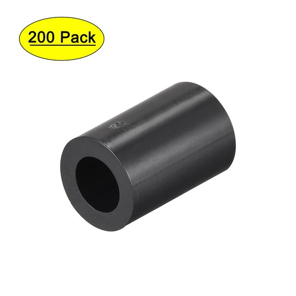 Uxcell ABS ID 4.2mm OD 7mm Length 11mm Round Spacer Black 200 Pack
