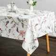 thumbnail image 3 of Birds and Floral Tablecloth, Wrinkle Free Anti-Fading Linen Pink 60 x 84 Rectangle Table Cover for Kitchen Dining Party Holiday Buffet and Wedding, 3 of 5