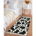 thumbnail image 3 of Black and White Entryway Runner Rug 2x4ft, Farmhouse Cow Black White Washable Woven Living Room Hallway Bedroom Kitchen Carpet with Tassels, Non-Shedding Indoor Outdoor Throw Door Mat for Entryway, 3 of 5