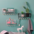 thumbnail image 4 of EeaseMX Estante de almacenamiento de pared con ganchos, de hierro, con repisa hueca, para el hogar, dormitorio, sala de estar, tamaño L (blanco), 4 of 7