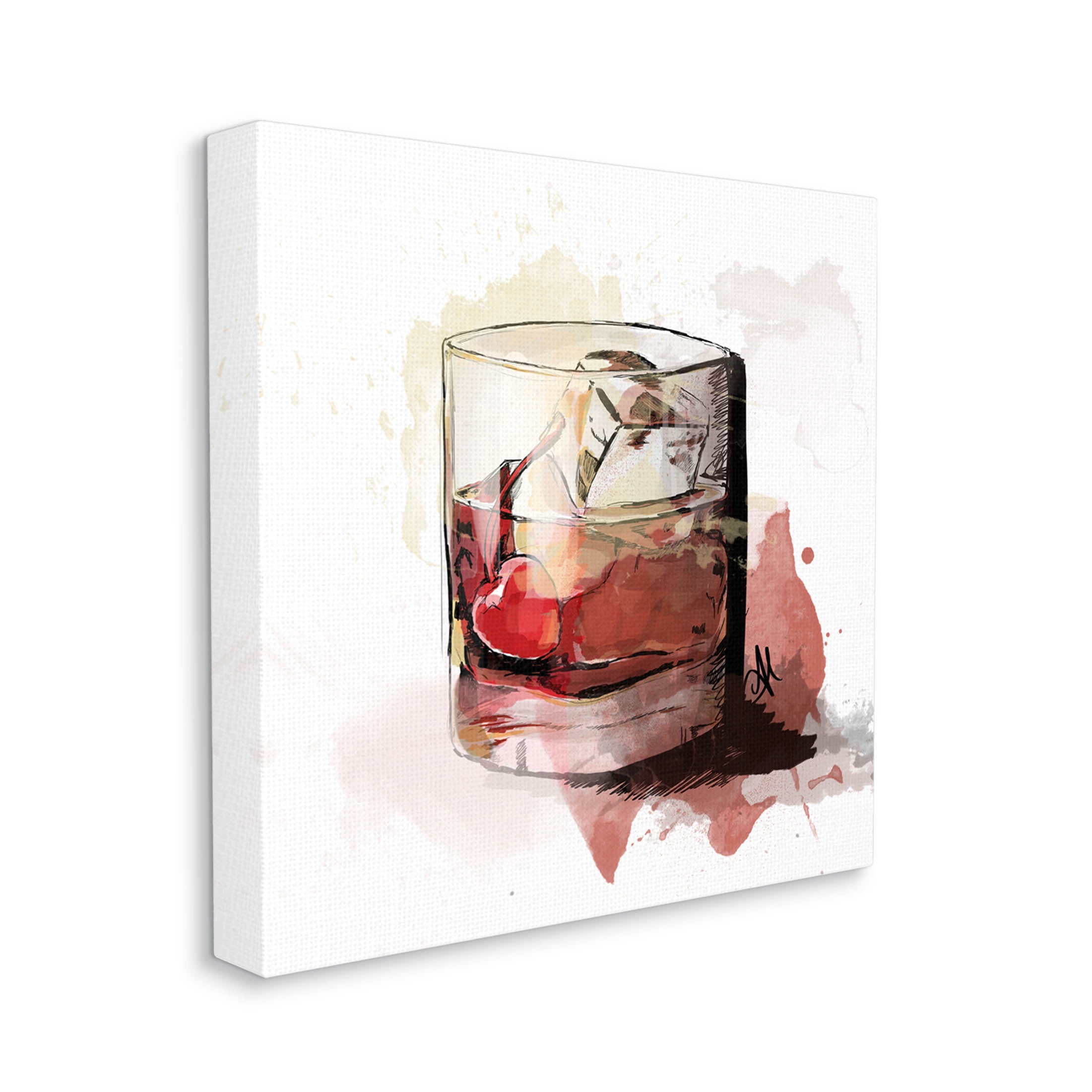 Stupell Industries Cherry Liquor Cocktail Glass Graphic Art Gallery Wrapped Canvas Print Wall Art, Design by Alison Petrie