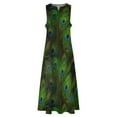 thumbnail image 4 of Peacock Feather Plummage Long Dress Casual dresses Wom's dress Dress, 4 of 7