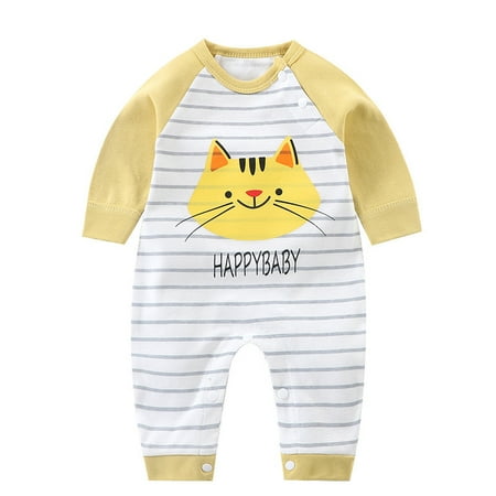 

Yubatuo Baby Romper Romper Long Sleeve Romper Baby Clothes Orange 90