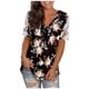 thumbnail image 2 of Moda femenina cuello en V impresión digital encaje hueco manga corta top MABOTO Blanco L, 2 of 4