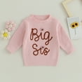 thumbnail image 2 of Toddler Baby Girl Sweater Big Sister Long Sleeve Knit Pullover Top Sister Outfits Fall Winter Clothes, 2 of 8