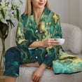 thumbnail image 6 of Pofeuu Turquoise Golden Swirl Print Womens Pajamas Set Long Sleeve Sleepwear Button Down Nightwear Soft Pj Lounge Sets Button Down Pajamas Women-XX-Large, 6 of 7
