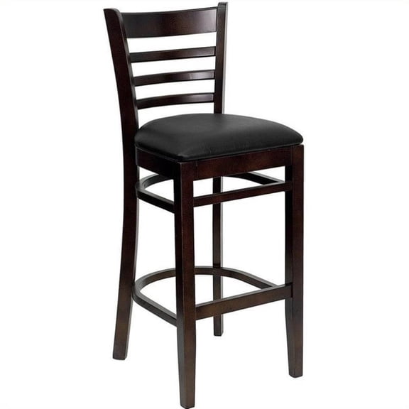 Pemberly Row Modern / Contemporary 31" Ladder Back Bar Stool in Walnut