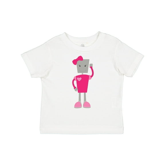 Inktastic Cute Robot, Girl Robot, Pink Robot with Ribbon Girls Toddler T-Shirt