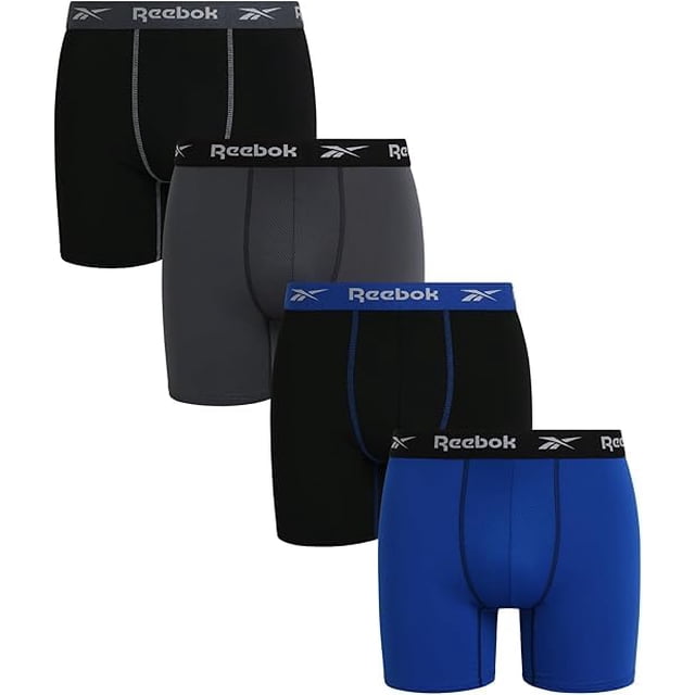 Calzoncillos bóxer Reebok Stretch Performance para hombre, paquete de 4