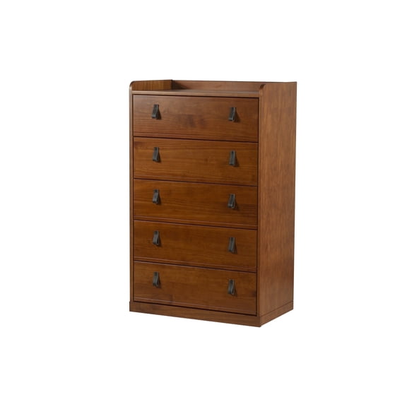 Memomad Bali Mid-Century Chest Tall Dresser for all ages (5 Drawers Caramel Brown Color)