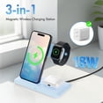 thumbnail image 5 of Portable Charger 15W Wireless Charger,3in1 Charging Station Compatible with iPhone 17 16 15 14 13 12 11 Pro Max Plus XS XR X 8,for iWatch 9 8 7 6 5 4 3 2 SE,for AirPods 3 2 Pro 2,Blue, 5 of 10