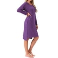 thumbnail image 4 of INSPIRE CHIC Womens Nightgown Long Sleeve Slit High Low Hem Rayon Built in Bra with Pockets Sleepdress Nightwear Pregnancy M Deep Purple, 4 of 5
