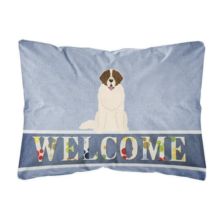 Carolines Treasures BB5608PW1216 Moscow Watchdog Welcome Canvas Fabric Decorative Pillow  12H x16W  multicolor