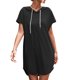 thumbnail image 1 of Vestido, Vestido con capucha para mujer Mini vestido casual de manga corta Meterk Negro/Pequeña, 1 of 7