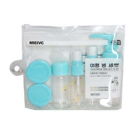 Guvpev Travel Size Wash Bottle Set  Cosmetic Makeup Liquid Container With Zipped Pocket - Blue