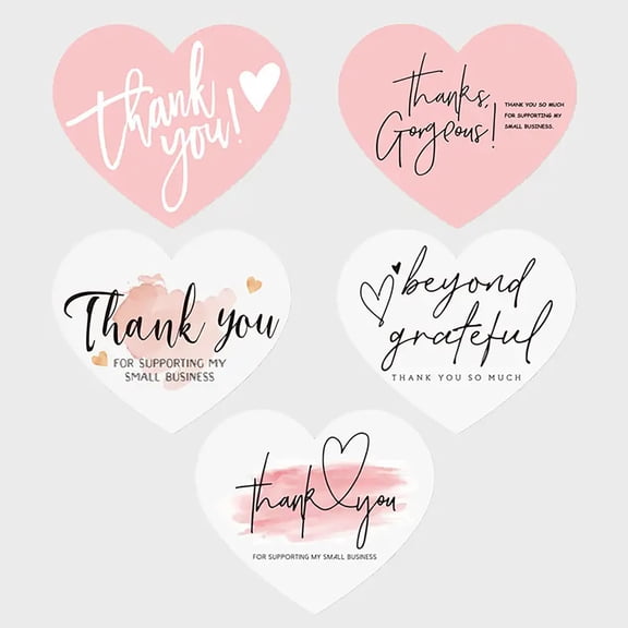 Dserhfy 150 Pcs Love Heart Shaped Thank You Cards 2.36 x 2.76 Inch Blank Notecards Greeting Cards for Wedding Baby Shower Small Business