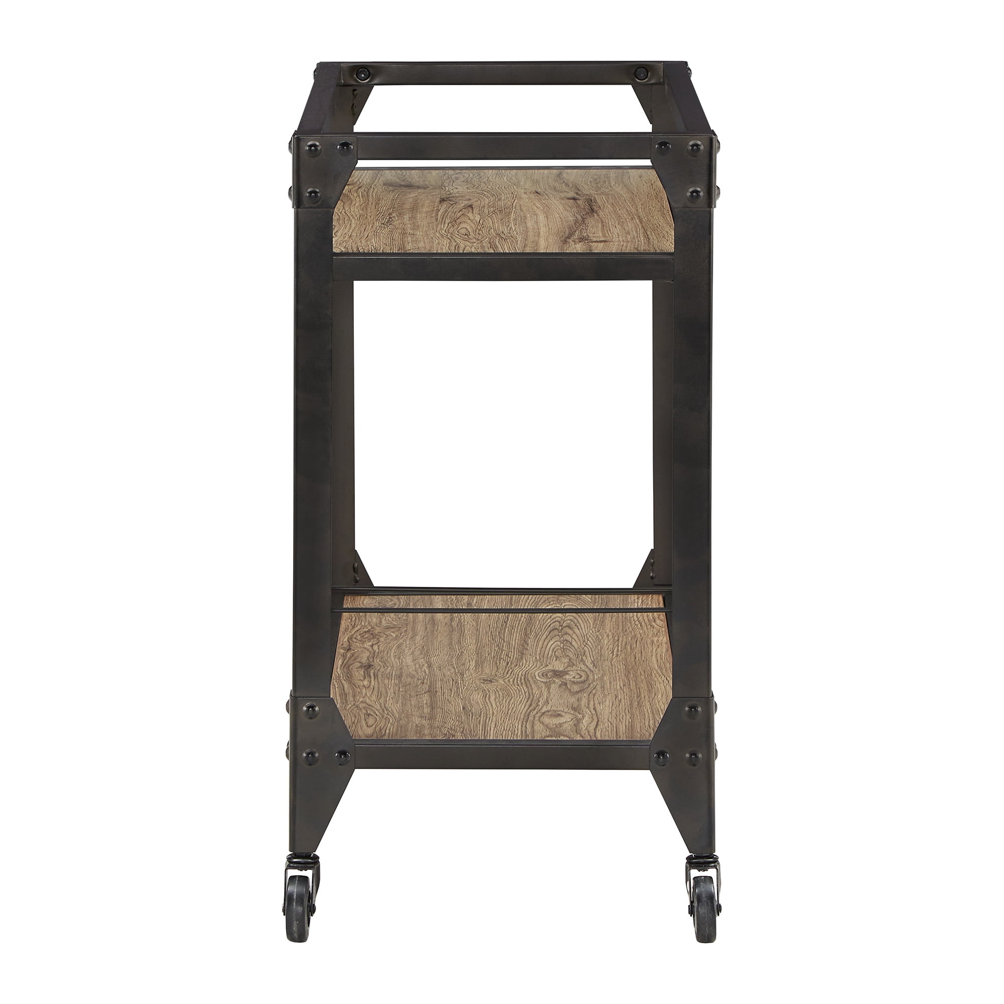 Weston Home Charcoal Metal and Wood Bar Cart