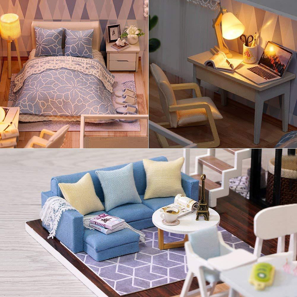 Tranquil Life 1:24 Scale Creative Room Idea MAGQOO Dollhouse Miniature with Furniture DIY Dollhouse Kit Plus Dust Proof and Music Movement 
