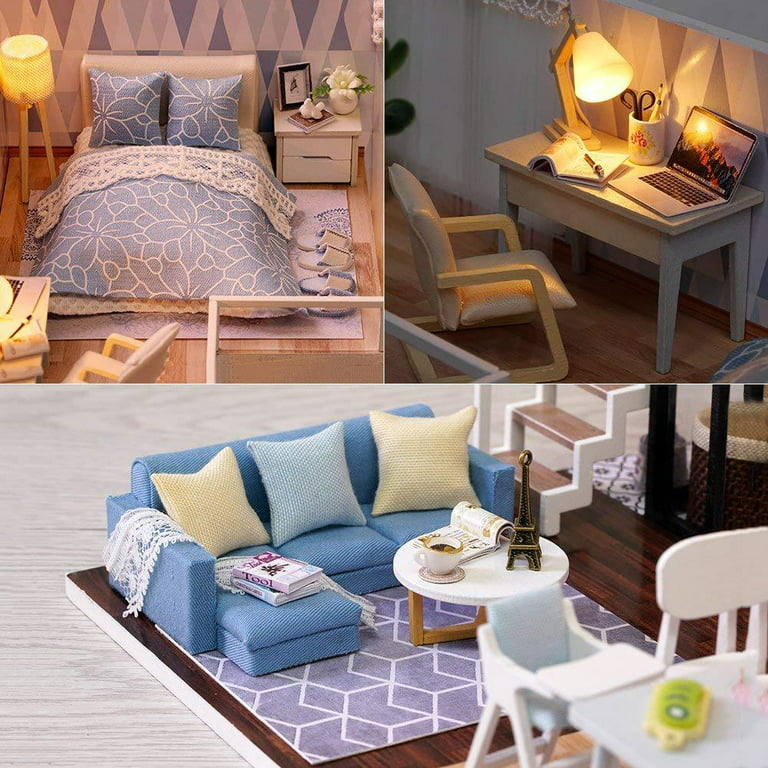 CUTEBEE DIY Dollhouse Miniature with Furniture, DIY Wooden Dollhouse Kit  Plus Dust Proof and Music Movement, Creative Room for Valentine's Day Gift