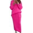 thumbnail image 4 of CHUANK Robe Chandail en Tricot Torsadé pour Femmes Ensemble Robe Chandail Ajustée Unie 2 Pcs Hauts Col Rond Jupe Crayon Midi, 4 of 5