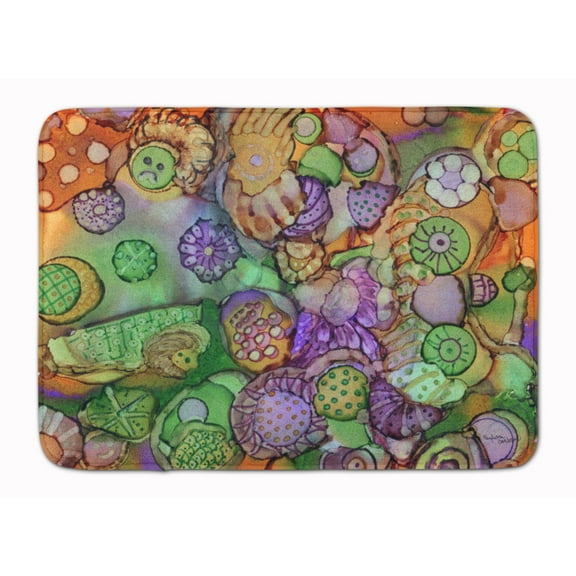 Abstract in Purple Green and Orange Machine Washable Memory Foam Mat