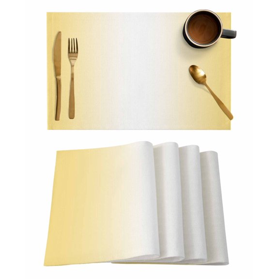 Yellow Ombre Placemats Set of 4, Modern Gradient Abstract Art Placemats for Dining Table, Place Mats for Kitchen Tabletop, Waterproof Wipeable Dining Table Mats Set