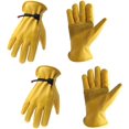thumbnail image 1 of 2 pares de guantes de trabajo de cuero de vaca con palma reforzada para hombres y mujeres, guante ajustable para la muñeca para conductor, construcción, trabajo en el jardín, jardinería Feliz Sencillez, 1 of 4