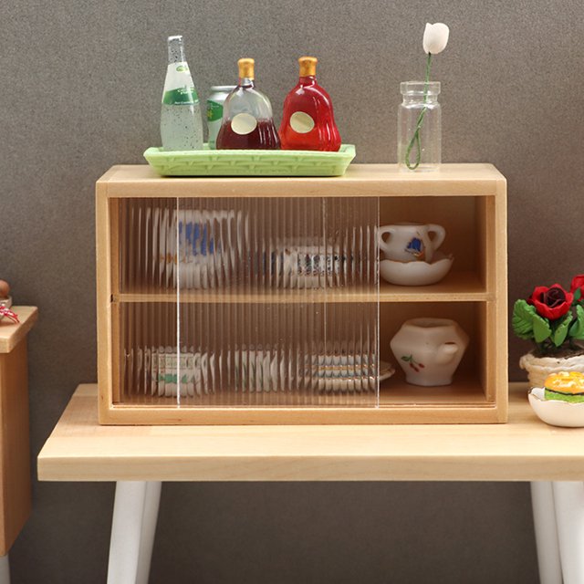 Estante para casa de muñecas Hesroicy 1:12, hecho a mano, decorativo, creativo, bricolaje, gabinete de almacenamiento de pasteles en miniatura para juegos de rol