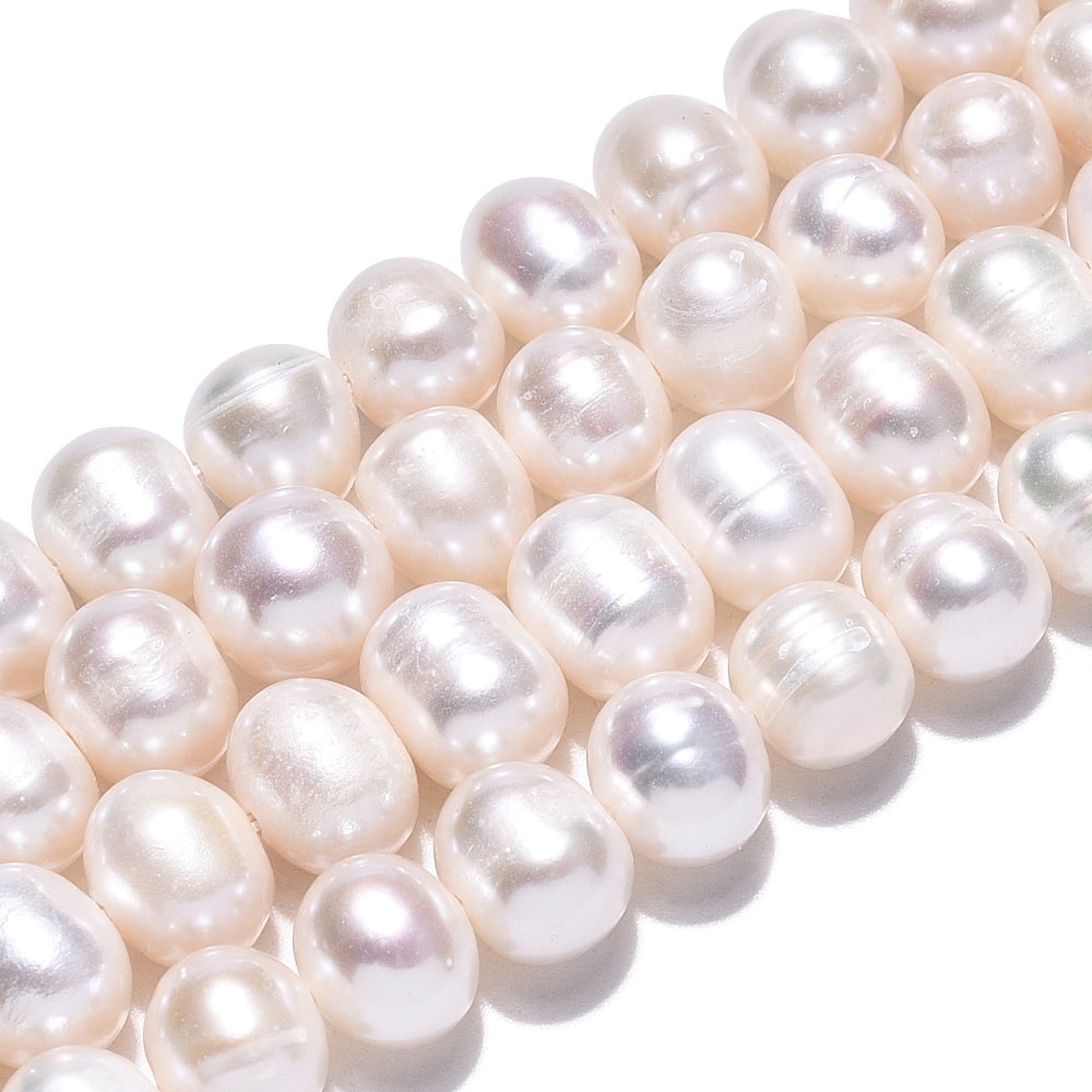 2 Strand Natural Cultured Freshwater Pearl Beads Strands Potato Creamy White 6.5~7mm Hole: 0.6mm about 52~54pcs/strand 13.39 inch(34cm)