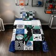 thumbnail image 2 of Manfei Boys Basketball Twin Sheets, Sport Checkered Bedding, Navy Green 3pcs(1 Flat Sheet, 1 Fitted Sheet and 1 Pillowcase), 2 of 6