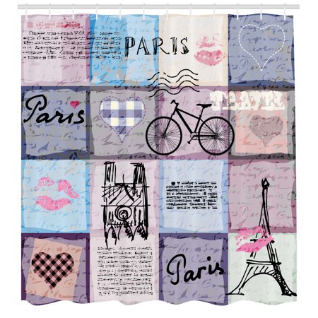 Paris Shower Curtain Grunge Textured Retro Collage Of Paris With