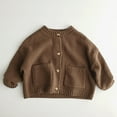 thumbnail image 2 of Brondbend Cardigan Sweaters for Girls Kids Cardigan Sweater Crewneck Long Sleeved Solid Knit Sweater Pocket Button Jacket Casual Warm top Loose Fall Winter Comfortable Outerwear,Coffee, 2 of 3