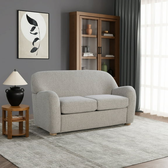 Studio Living Genifer Modern Loveseat 57.1", Pebble Gray Boucle Fabric