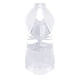 thumbnail image 3 of Jizyo Robe de Danse Latine à Paillettes pour Adolescentes Rumba Samba Tenue de Danse Justaucorps à Franges de Ballroom Justaucorps à Pampilles Jupe Tutu Blanc 16, 3 of 6