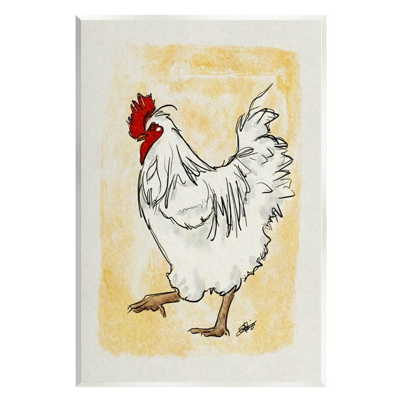 Stupell Yellow Country Chicken Portrait Animals & Insects Painting Wall Plaque Unframed Art Print Wall Art