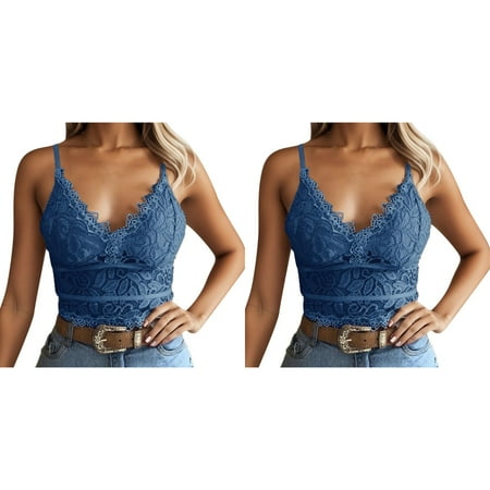 Wijhcboe 2 Pack Plus Snap Crotch Lingerie plus Size Lingerie Vest Bra plus Size Christmas Lingerie for Women 3x Wireless Camisole Underwear Crop V Neck Women Sexy Nighties for Women Christmas plus S