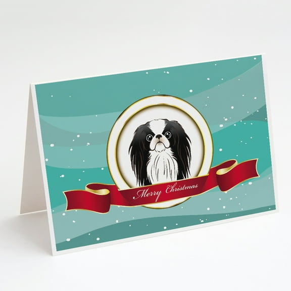 Japanese Chin Merry Christmas Greeting Cards and Envelopes Pack of 8