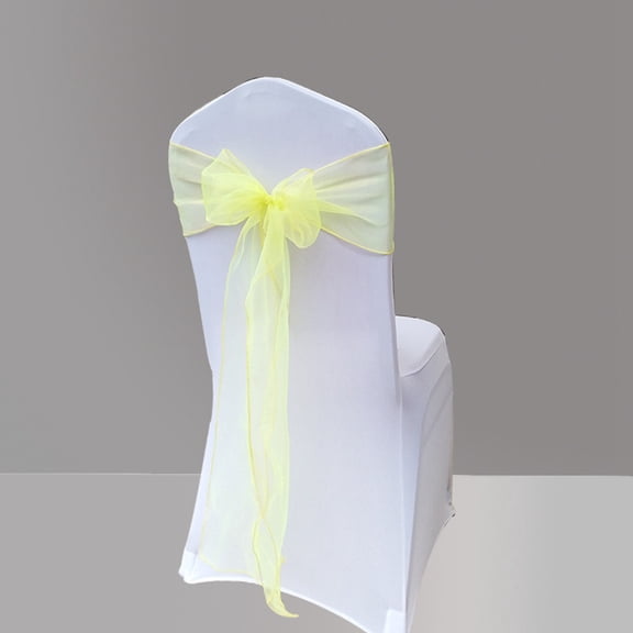 Raindrops 10Pcs Banquet Chair Sashes with Bright Yellow Polyester Ribbon for Wedding Party 10.8x5.9x0.04in