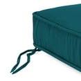 thumbnail image 4 of Jordan Manufacturing 22.5" x 22.5" Canvas Teal Solid Square Outdoor Deep Seat Cushion with Ties and Welt, 4 of 8